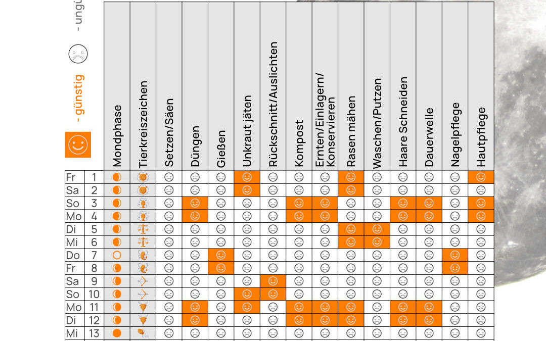 Mondkalender August 2025