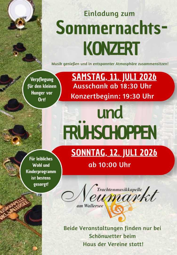 Sommernachtskonzert der TMK Neumarkt 2026 Sommernachtskonzert der TMK Neumarkt 2026