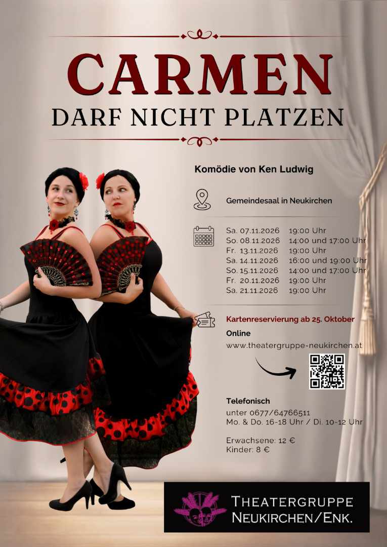 Theater „Carmen darf nicht platzen“ TV Neukirchen 2026 Theater "Carmen darf nicht platzen" TV Neukirchen 2026